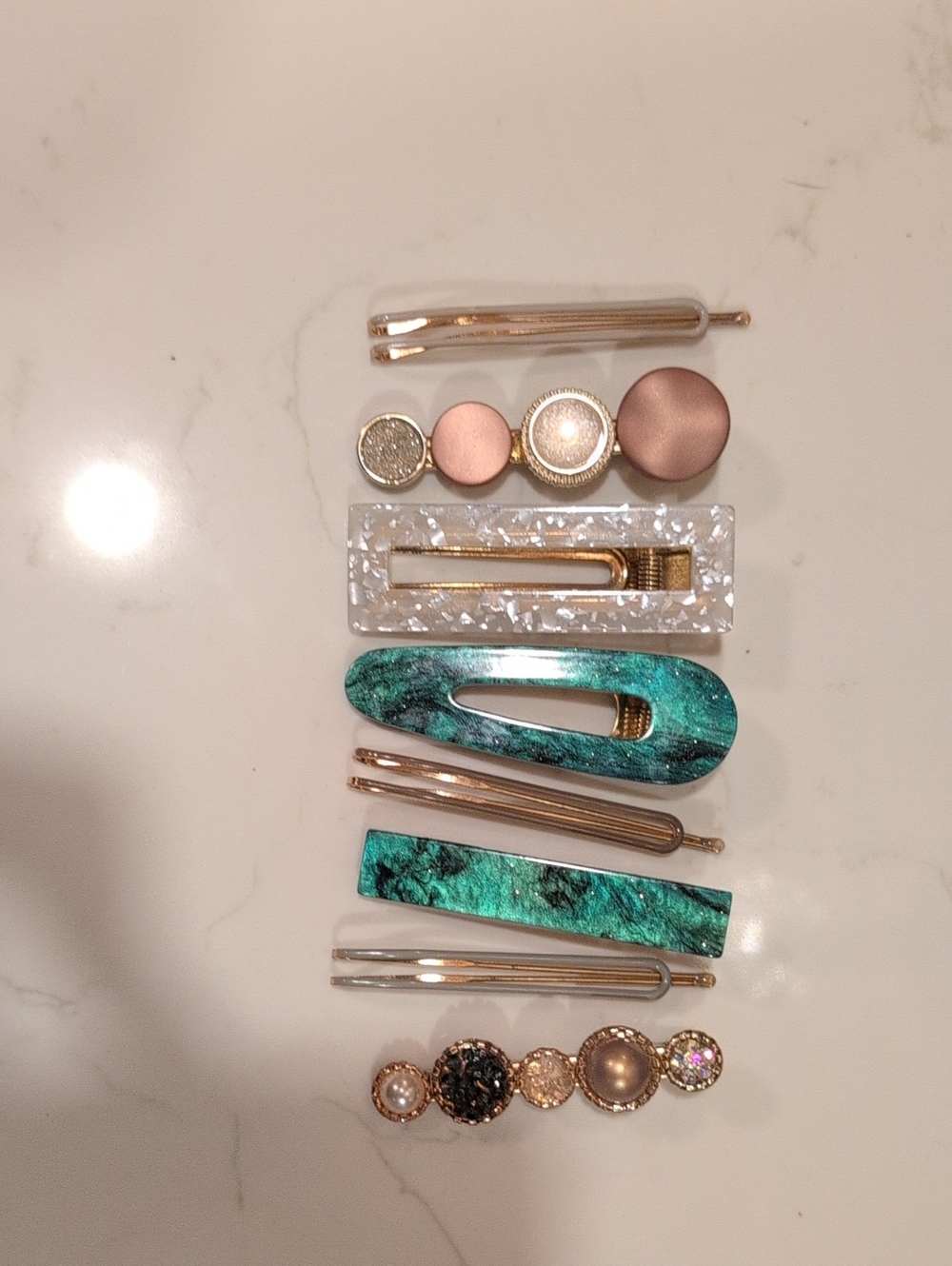 Assorted Green and Rose Gold Women’s Hair Clip Set